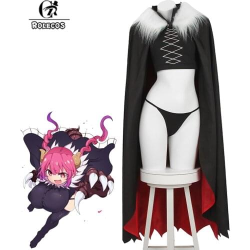 ROLECOS Anime Miss Kobayashis Dragon Maid Ilulu Cosplay Costume Halloween Cloak Sexy Women Uniform Full Set Costume