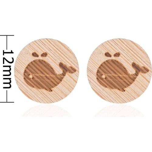 Daisies Lovely Cartoon Whale Shape Wooden Stud Animal Earrings For Women Men Jewelry Couple Bijoux Femme Birthday Party Gift