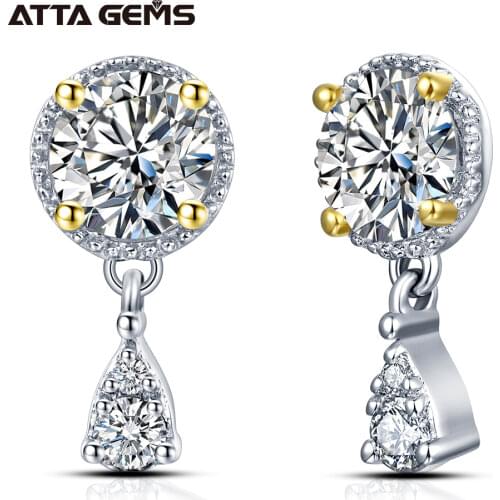 D Grade VVS1 1ct Diamond Test Passed Moissanite Diamond 18K White Gold 925 Silver Earrings Jewelry for Woman Girlfriend Gift