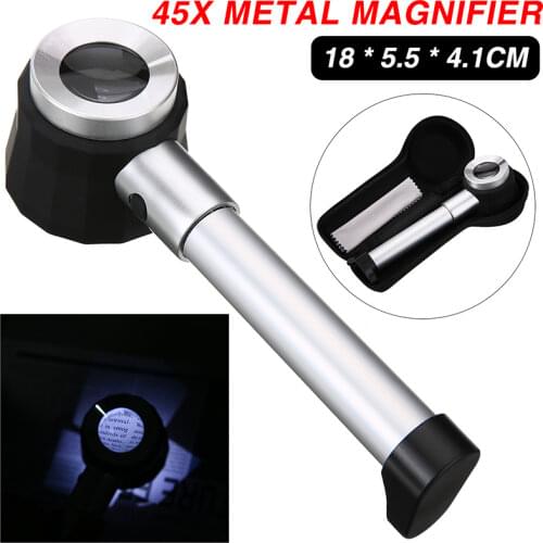 45X Folding Metal Magnifiers Loupes Linen Tester Cloth Thread Counter Handheld Magnifier Magnifying Glass With Light Calibration