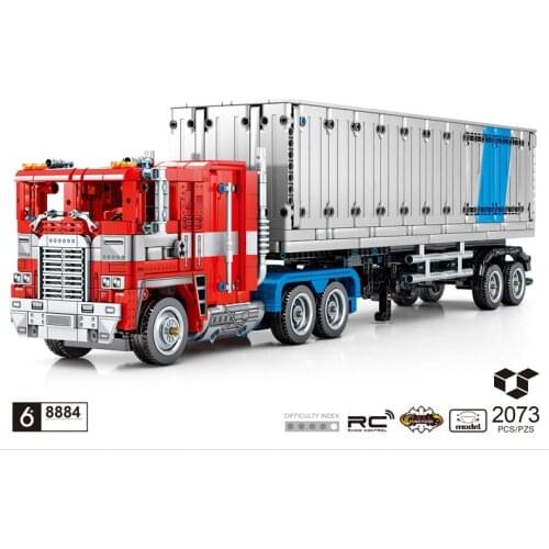 Technical 2.4Ghz radio Remote control tractor building block Freightliner COE Dual-Axle Semi Truck rc toy collection for gifts