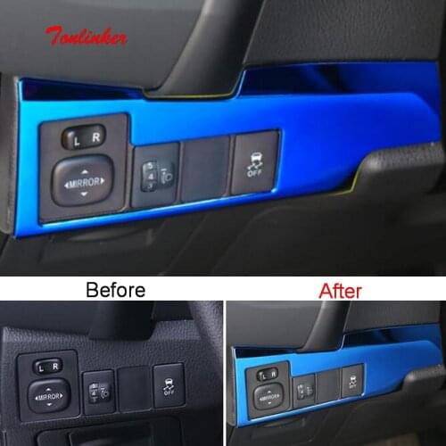 Tonlinker Interior Headlight Control Cover Stickers for Toyota Corolla 2017-19 Car Styling 1 PCS Stainless steel Cover stickers