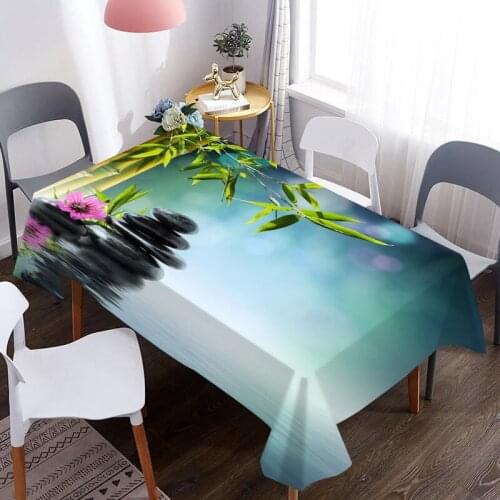 Flower And Stone Pattern Waterproof Oxford Fabric Table Cloth Home Kitchen Hotel Picnic Dining Table Desk Decorative Tablecloth