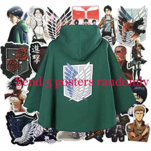 Japanese Hoodie Attack On Titan Cloak Gloves Shingek No Kyojin Scouting Legion Anime Costume Mask Cosplay Green Capes Necklace