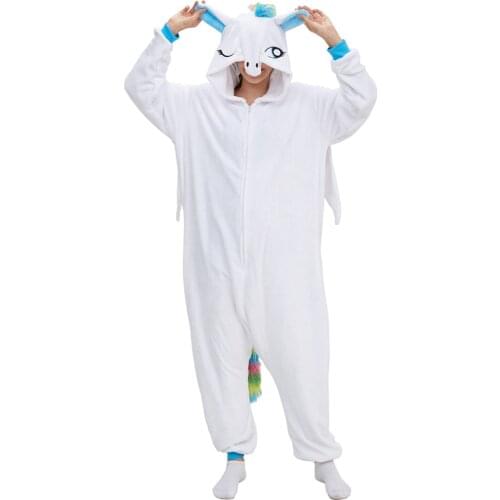 Unicorn Women Pajama kigurumis Colorful Tail Pegasus Onesie Winter Warm Sleepwear Clothing Flannel Funny Cosplay Costume Party