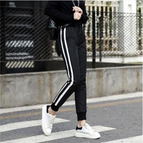Womens Down Cotton Sweatpants Winter Thickened Add Velvet Warm High Waist Trousers Korean Fashion Lace Up Cotton Pencil Pants