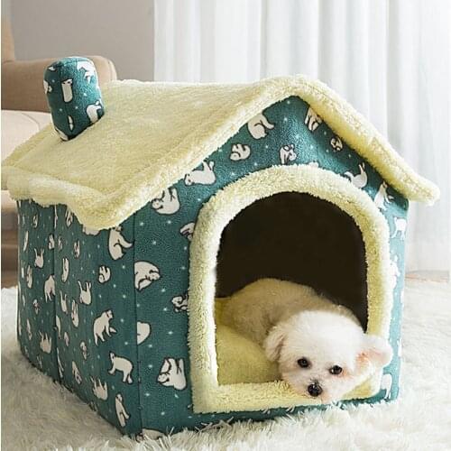 Winter Dog Bed Pet House Warm Enclosed Cat Bed Cave Tent House Condo with Washable Cushion for Small Medium Cats Kittens Puppy