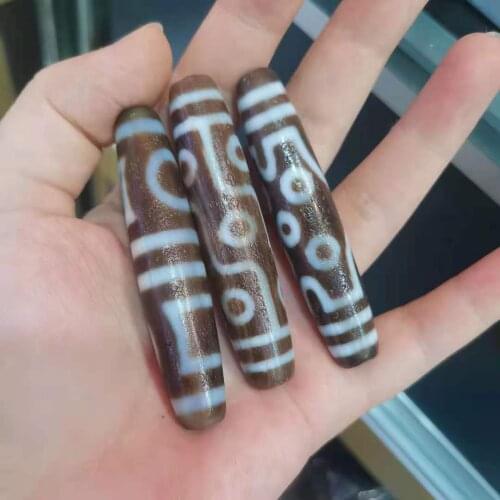 1pcs/lot natural large agate dzi brown Long type Various patterns Weathered pattern diy Mellow patina ancient folk-custom gem