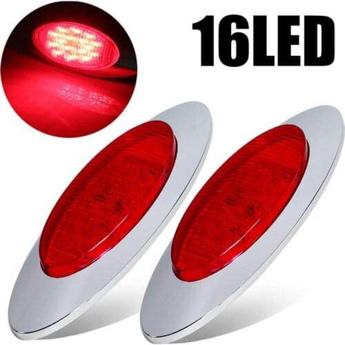 2PCS Red Side lights 16LED 6.5" Truck Trailer lights Waterproof Oval Clearance Light Turn Signal 12V Side Marker Lights