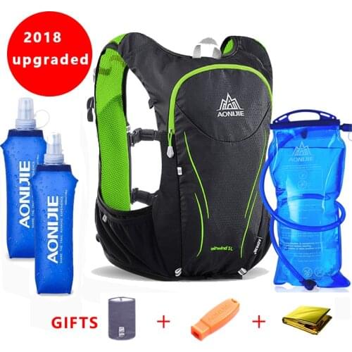 2018 AONIJIE 5L Outdoor Sports Backpack Women / Men Marathon Hydration Vest Pack for Exchange Cycling Hiking Water Bag
