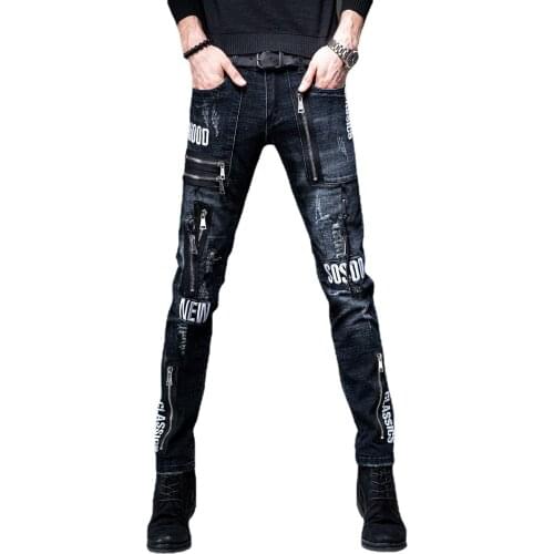 2021 New Fashion Jeans Ripped Biker Motociclista Jeans European And American Style High Quality Men PantsJeans Dropshipping