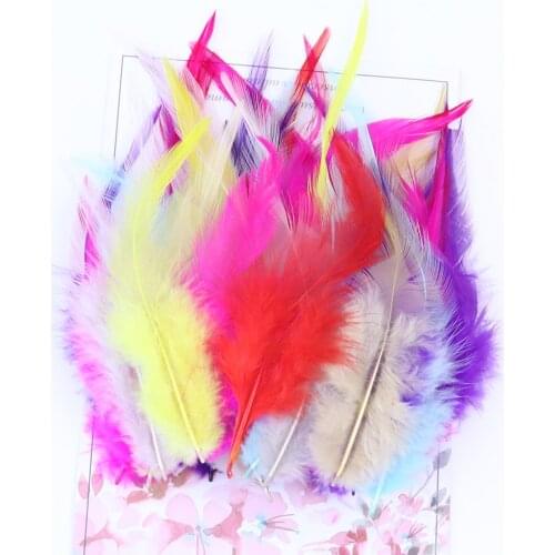 50PCS Mix color Rooster Feathers for Crafts Chicken Plumes 10-13cm jewelry Decorative Accessories Plume Fly-tying Material