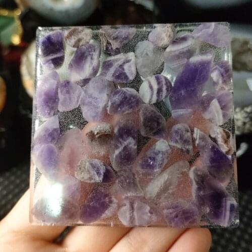 6.5cm Natural Dream Amethyst Tumble Stone Crystal Slices Hand Made Slab For Crystal Coaster ornaments epoxy resin craft