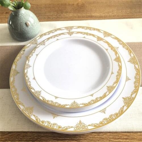 7.5-inch 19cm European and American party disposable food grade PS plastic bronzing plate 25PCS