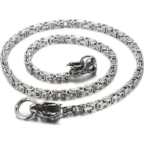 Rock style titanium steel domineering king chain necklace mens personality creative leading stage accessories