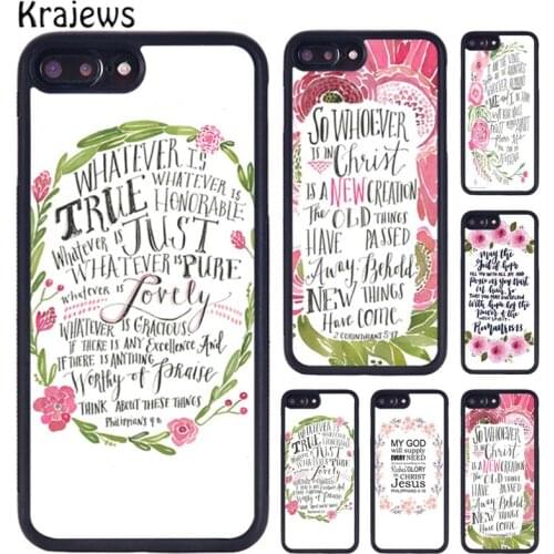 Krajews Bible verse Jesus Christ Flower Phone Cases For iPhone X XR XS 11 12 Pro MAX 5 6S 7 8 Plus Samsung Galaxy S7 S8 S9 S10
