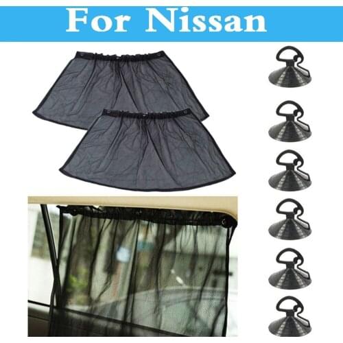 2Pcs Suction Cup Black Mesh Window Curtains Car SunShade For Nissan Bluebird Sylphy Cedric Cima Crew Dualis ExpeGloria GT-R Juke