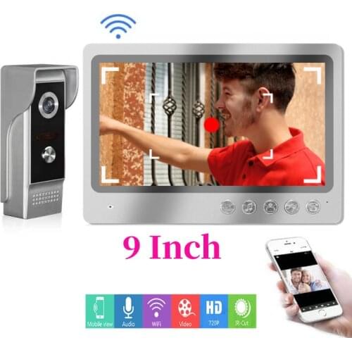 App Remote Unlock Fingerprint RFID Password Video Intercom 9 inch Monitor WIFI Video Door Phone Doorbell Visual Intercom System