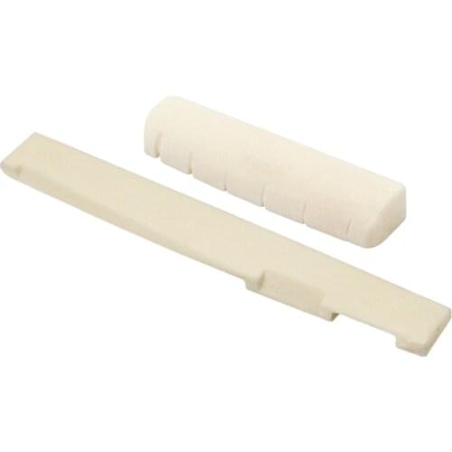 FLEOR Set of Slotted Acoustic Guitar Bone Nut And Saddle Bridge Nut Saddles for 6 Strings Acoustic Guitar Parts