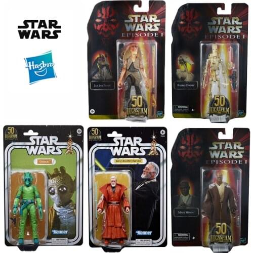 Hasbro Star Wars Greedo Battle Droid Mace Windu Jar Jar Binks Obi Wan Kenobi Black Box Series Action Toy Figures Toys Gift