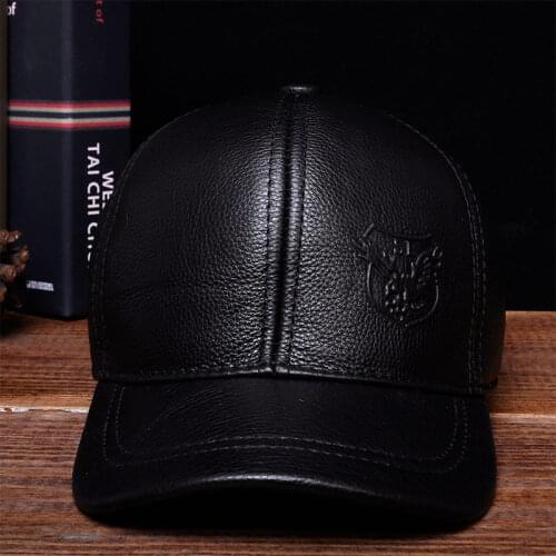 HL125 2020 Brand new warm real cow leather caps hats Spring free shipping genuine leather baseball cap