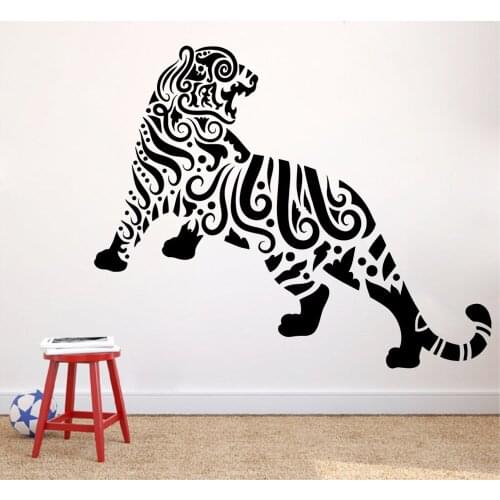 Art Wall Sticker Floral Tigar Wall Decoration Vinyl Art Removeable Poster Animal Tribal Mural Sticker Modern Decal LY137