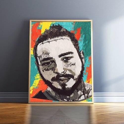 Post Malone Canvas Art Prints Music Hip Hop Poster Modern Rap Hip Hop Culture Painting Wall Pictures Music Studio Decor