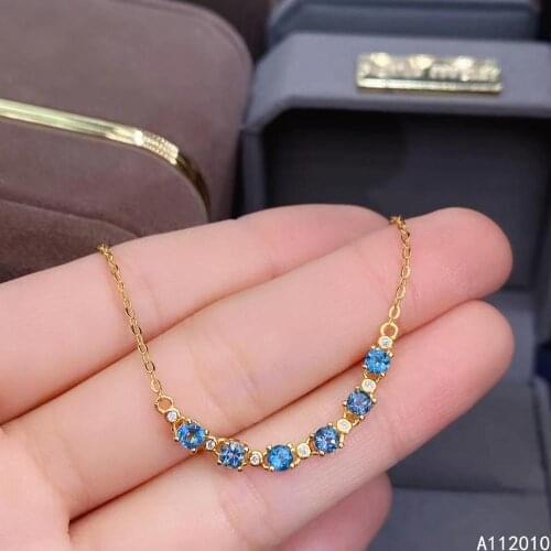 KJJEAXCMY Fine Jewelry 925 Sterling Silver inlaid gemstone blue topaz women new hand bracelet lovely support detection