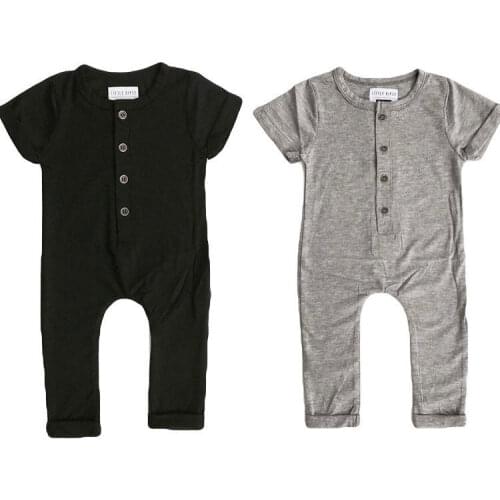 Summer Infant Newborn Baby Rompers Boy Girl Clothes Romper Playsuit Children Clothing Outfits Gray Black Boys Girls Costume