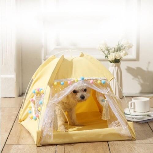 Dog Cat Bed Hammock House Accessories Products Teepee Cat Tent Pet Small Dogs Closed Cozy Home Waterproof Fabric Pets Cushion