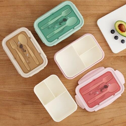 Microwave oven Lunch Box With Cutlery High Capacity Leakproof Food Container Travel Hiking Office School Portable Kids Bento Box
