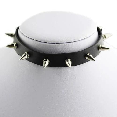 Metal Spike Choker PU Leather Collar Spike Rivet Necklace Punk Necklace Statement Jewelry for Women Neck Accessories Chains