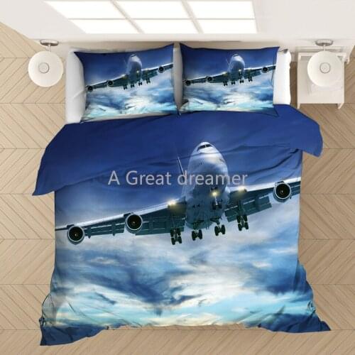 Fashion 3D Printed Airplane Plane Bedding Set Cartoon Duvet Covers With Pillowcases Soft Bedclothes Custom Bed Linen Drop Ship