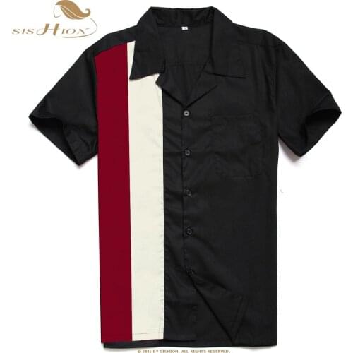 SISHION Men Shirt Sexy Daily Wardrobe Classic Retro Shirt ST122 Black Vintage Casual Summer Shirt Plus Size camisa hombre
