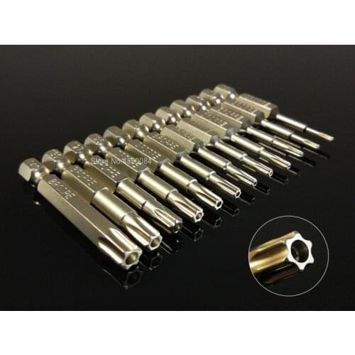 12Pcs Set 50MM Magnetic TORX Head Screwdriver Bits 1/4"(6.35mm) Hex Shank Electronic Repair Kit S2 Alloy Steel Power Hand Tools