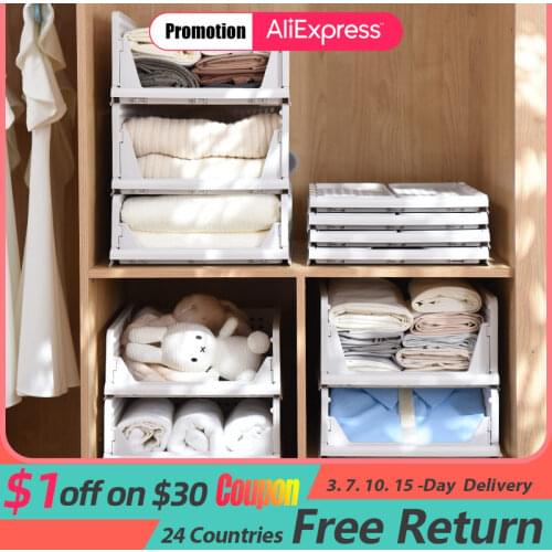 Partition rack of layered wardrobe organizer wardrobe Storage rack drawer type folding cabinet Stackable clothes organizer
