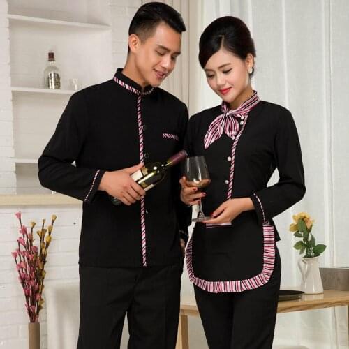 Hotel Waiter Uniform Autumn Winter Long Sleeve Waitress Uniform Clothing For Men Women Restaurant Tea Shop Service Work Wear 18