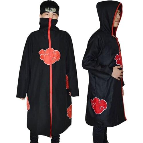 Anime Cloak Cosplay Costume Sasuke Pain Deidara Konan Hidan Sasori Robe Stand Collar Hoodie Cloak Full Size Kids Adults RUTO