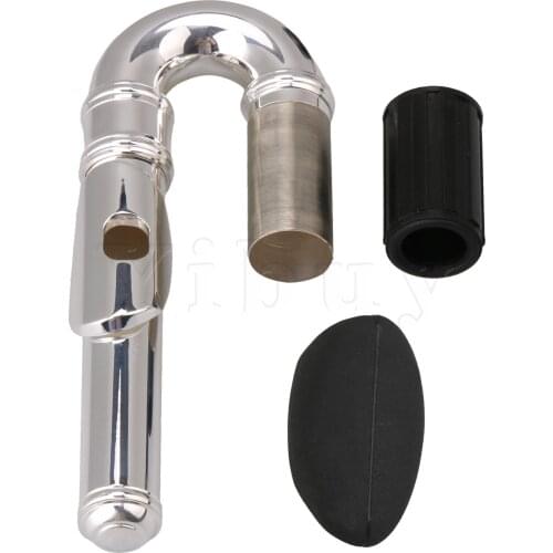 Yibuy Black Flute Finger Thumb Rest Cushion & Copper Silver Plated Head Joint