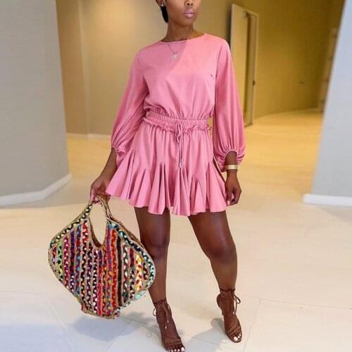 Long Sleeve O Neck Casual Solid Playsuit Pleated Rompers