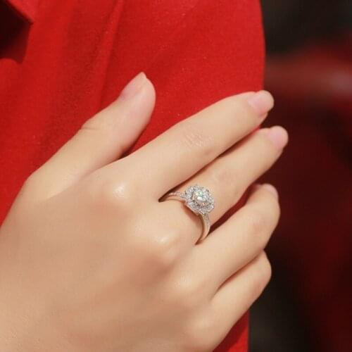 Passed Diamond Test Perfect Moissanite Square Diamond Ring 925 Sterling Silver 1CT Women Fashion Luxury Jewelry Adjustable Ring