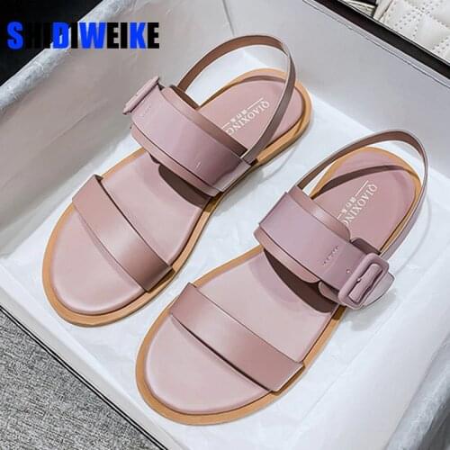 2021 Plus size 43 Womens Summer Sandals Shoes Woman Roman Open Toe Shoes Buckle Ladies Flat Shoe Comfortable Beach Sandals