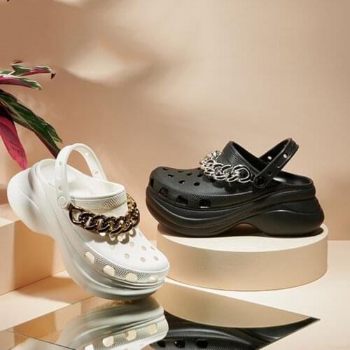 2021 Summer Women Slippers Shoes Garden Shoes Quick Dry Wedges Beach Sandals Antiskid Girls Platform Chain Clogs Flip Flops