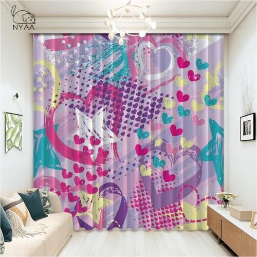 Cartoon Graffiti Grunge Texture Curtain Window Curtains For ChildrenS Room Home Living Room Decoration Curtains Micro Shading
