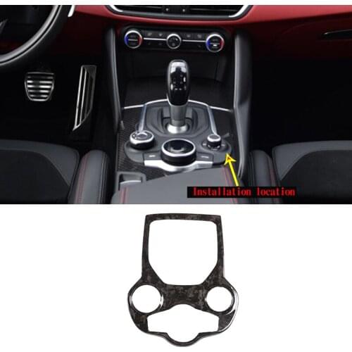 1pcs set real carbon fiber forged pattern central control gearbox gear knob face frame suitable for Alfa Romeo Giulia 2017-19