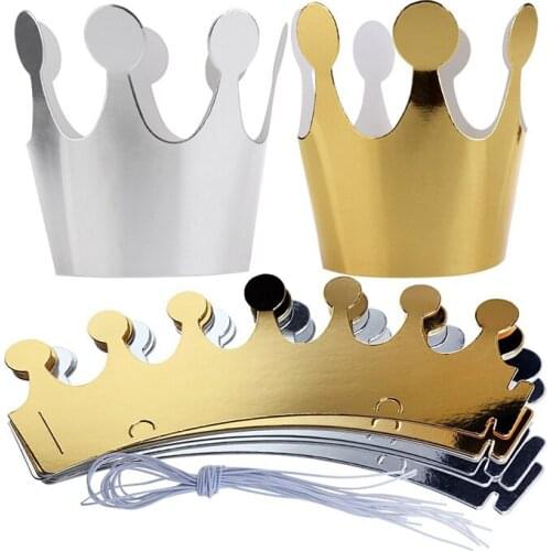 10pcs Cute Birthday Party Hats crown gold silver Baby Shower Birthday Party Photo Props Children birthday Party Decoration