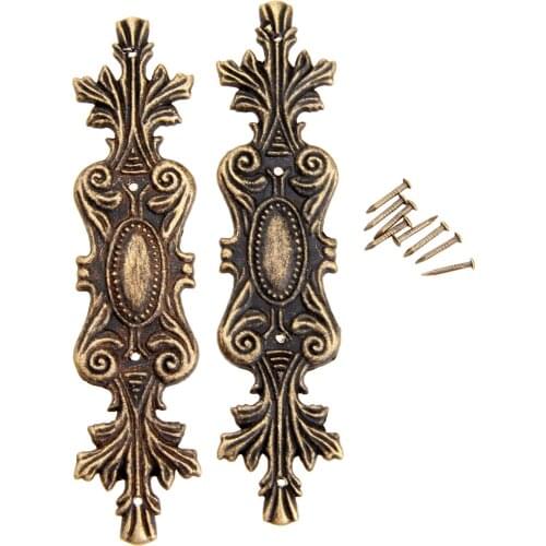 2Pcs Antique Decorative Corner Bracket Decorative Jewelry Box Wood Case Feet Leg Corner Protector Furniture Fittings with Nails