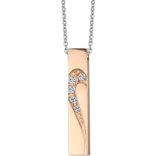 2021 Fashion Korean Version Stainless Steel Material Inlaid Zircon Heart-shaped Pendant Long Love Necklace Suitable For Couples