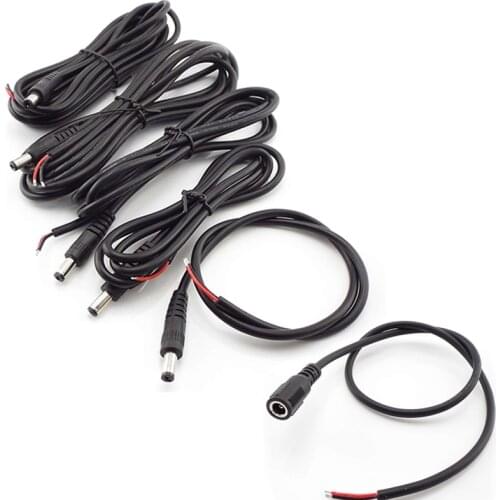 5pcs DC male Power Pigtail Cable 5.5x2.1mm Male Female Jack Cord DC Connector For CCTV Security Camera Moniter Solar Panel