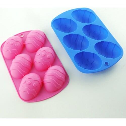 6 Cavity Easter Egg Shape Baking Tray Silicone Mold Dessert Silicone Cake Chocolate Baking Molds Silicone Decoration Accessories